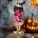 Eldnacele Halloween Snow Globe Candles Lighted Lamp USB Powered Battery Operated Spooky Spinning Water Glittering Tornado Flamel