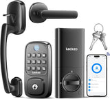 Lockzo Smart Door Lock with Handle, Keyless Entry Door Lock Deadbolt Handle Set, Built-in WiFi Deadbolt Smart Lock for Front, Fi