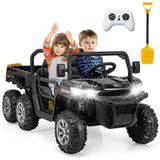 OLAKIDS 24V 2 Seater Ride on Dump Truck, 4WD 6x6 Battery Powered Kids UTV with Remote Control, 4 x 90w Engine, Electric Dump Bed