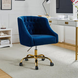 TINA'S HOME Velvet Home Office Chair with Gold Base, Comfortable Modern Cute Desk Chair, Adjustable Swivel Task Chair for Living