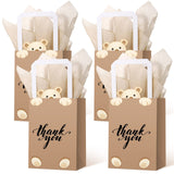 Eersida 16 Pcs Bear Thank You Gift Bags with Tissue Handles Baby Shower Bear Birthday Decorations Thank You Paper Bags Brown Can