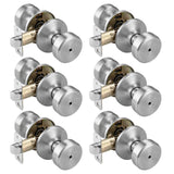 STARPY Black Door Knobs, Pismo Door Knob with Lock, Privacy Door Handles Interior for Bath & Bed (Privacy, Brushed Nickel, 6)
