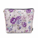 Kalygon Rose Purple Makeup Bags Makeup Organizer, Vintage Blossom Flowers Rose Flax Toiletry Bags Travel Cosmetic Bag Makeup Pur