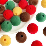 MKLKSDH 20PCS Round Shape Beads, 16MM Large Velvet Flocking Colorful Acrylic Focal Beads for Pens, Keychain Making, Jewelry Brac