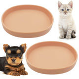 Fhiny 2 PCS Silicone Cat Food Bowls Shallow Dog Bowl 7 Non-Slip Pet Feeding Dishes for Dry and Wet Food Whisker Fatigue Cat Plat
