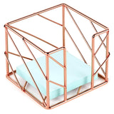 TOCCOOL Rose Gold Geometric Sticky Note & Memo Cube Holder, Post Note Dispenser & Desk Organizer Metal Wire for Home, School, Of