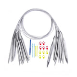 25 Pcs Circular Knitting Needles Set, 31.5Inch Round Knitting Needles, With Small Tools,For Beginners,Making Sweaters, Socks, Bl