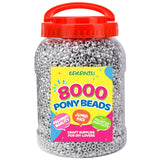 8000+ pcs Pony Beads for Bracelet Silver Beads Bulk for Hair Making Braiding DIY Crafts Kandi Jewelry Key Chains and Ornaments D