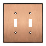 Henne Bery Soft Modern Decorative Wall Plate Switch Plate Outlet Cover (Double Toggle, Antique Copper)