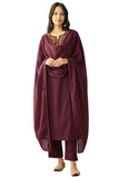 Anni Designer Women'S Rayon Blend Straight Embroidered Kurta With Pant & Dupatta (Fogat Wine_Xl_Wine_X-Large),Wine,XL
