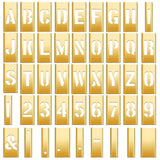 Pelopy 45 Pcs 1 Inch Brass Stencils Letters and Numbers Set Interlocking Letter Metal Stencils Curb Painting Kit for Labeling To