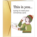 Funny Xmas Card for Mom from Daughter & Son, Cheeky Card for Wife, Bad Eyesight Gift