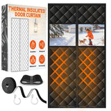 Upgraded Magnetic Thermal Insulated Door Curtain for Winter with Clear Window, Fit Door Size 36x82 in, Heavy Duty 4-Layer Oxford