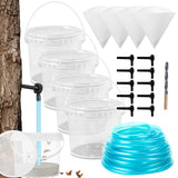 5 Sets Maple Syrup Tapping Kit Starter Set Included 5 Clear Buckets with 10 Lid, 32ft Tubing, 4 Maple Syrup Filters, 10 Taps & 1