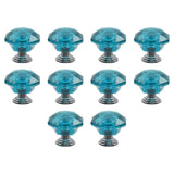 T Tulead Crystal Cabinet Knobs Blue Pull Handle Diamond Shape Drawer Dresser Handle Pull Pack of 10 with Screws for Wardrobe Clo