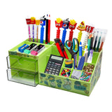 FunBlast Desk Storage Organizer Table Pen Holder, Pen Holder for Table Stylish, Stationery Box with DIY Stickers, Pens Stand f