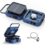 Upgraded WINKIZA 2 Burner Propane Camping Stove with Grill, Foldable Camp Stove with 16,000 BTU, Two Adjustable Burners with Pie