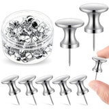 Outus 60 Pcs Giant Push Pins Jumbo Tacks 1 Inch Plastic Head for Cork Board Map Posters Decorations Gifts Under 10 Dollars (Silv