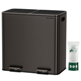 SONGMICS Trash Can, 2 x 10.6 Gallon (2 x 40 L) Garbage Can for Kitchen, with 15 Trash Bags, 2 Compartments, Plastic Inner Bucket