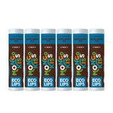 LIP BALM Mongo Kiss 6-Pack by Eco Lips 100% Organic Beeswax & Cocoa Butter Lip Care with Mongongo Oil - Soothe & Moisturize Dry