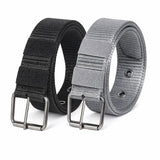 MenS Tactical Nylon Belt With Metal Buckle, Black And Grey, Adjustable, 2 Pack