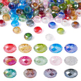 100pcs Glass Faceted European Beads Mixed Color Transparent Rondelle Large Hole Loose Spacer Charm Beads No Metal Core 14x8mm fo