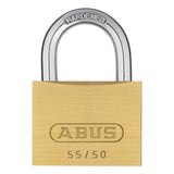 ABUS 55/50 Solid Brass Padlock with 2 Keys for School, Gym, 1 57/64in (50mm) Wide, Keyed Alike
