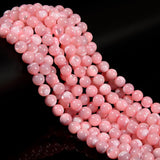 JM Design 4mm Pink Mother of Pearl MOP Shell Smooth Round Beads for Bracelets Jewelry Making Crafts Adults
