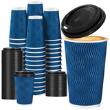 Lamosi Disposable Coffee Cups with Lids 16 OZ 50 Pack, Insulated To Go Coffee Cups with Lids, Corrugated Ripple Wall Paper Coffe