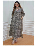 Anni Designer Women'S Cotton Blend Printed Straight Kurta With Pant & Dupatta Pack Of 2 (Combo-Nihira Cream-Mukhi Pink_S_Multi_Small),Multicolour,S,,,
