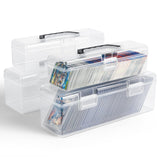 HOXHA Trading Card Storage Box 4 Pack Large & Small Holder Cases for Toploader & Standard Cards, Durable Organizer with 2600+ Ca