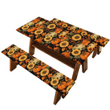 Binienty Autumn Sunflower Pumpkin Picnic Table Cover with Bench Covers Womens Family Camping Essentials Waterproof Tablecloth f