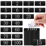 Blulu 100 Pcs Acrylic Rectangle Locker Numbered Tag Stickers 2.4 x 1 Inch Table Acrylic Door Sign House Number Plates with Self-