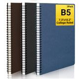 EUSOAR B5 Spiral Journal Notebook, 3 Pack 7.3inchx10.2inch 120 Pages Hardcover Lined Travel Writing Notebooks Journal, Students Colleg