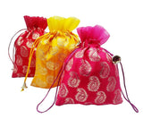 brown leaf 12X9 inches Multi Carry Design Potli Bags Jewelry Pouch Best for Wedding Anniversary Party Supply Return Gifting Bags