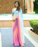 Glory Sarees Womens Georgette Printed Saree With Blouse Piece (Alia Bhatt Rocky Aur Rani Ki Prem Kahani Saree)