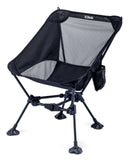 iClimb Ultralight Compact Camping Folding Beach Chair with Anti-Sinking Large Feet and Back Support Webbing (Black - Triangular