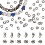 PH PandaHall 400pcs Flower Spacer Beads, Antique Silver Daisy Bead Tibetan Alloy Metal Loose Beads Spacers Flat Bead for Bracele