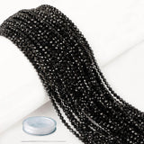 AD Beads Natural Gemstone Diamond-Cut Micro-Faceted 4mm Small Round DIY Necklace Bracelet Jewelry Making Beads (Black Tourmaline