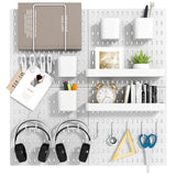 VEOFEMLEA Peg Board Combination Kit, 4 Pegboards with 20 Accessories, Pegboard Wall Organizer for Office, Nursery & Home Storage