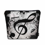 Kalygon Music Notes Makeup Organizer Bag Cosmetic Bag For Men Women, Grunge Musical Notes Melody Black Travel Toiletry Bag Flax