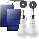 Solar Rechargeable Light Bulbs 2PCS, 11.31ft Cables*2, 130LM, 3W, Indoor/Outdoor Emergency Chicken Coop & Shed Lights, LED Campi