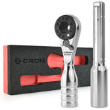 CROM 1/4-inch Mini Ratchet Wrench - Use As 1/4 Bit Ratchet, Extender, T-Handle Or 4-Inch Micro Ratchet, Reversible Switch, Magne