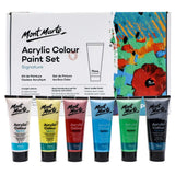 Mont Marte Signature Acrylic Color Paint Set, 6 x 2.5oz (75ml), Semi-Matte Finish, 6 Colors, Suitable for Most Surfaces Includin