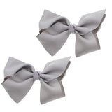 3 Inch Grosgrain Bow for Little Girls- Set of 2 (Grey)
