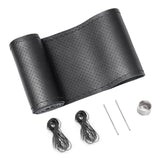 SEG Direct Genuine Leather Steering Wheel Cover, Stitch On Wrap, Breathable Cowhide Steering Wheel Wrap, Standard Size 15 Inch,