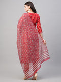 Gosriki Women'S Cotton Blend Printed Straight Kurta With Pant & Dupatta (Tasya Red-Nw-Gs_S_Red_Small),Red,,B0BSVDCGNR