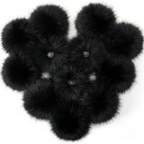 Juinte 12 Pcs 6 Inch Large Fur Pom Pom Balls for Hats Fluffy Faux Fur Pompom Balls with Snap Button for Hat Shoes Scarves Bag Ch