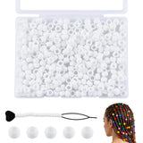 300Pcs HHCFAST 6 * 9mm Small Silicone Hair Beads, 5mm Diameter Hole Soft Silicone Pony Beads for Hair Braiding and DIY Bracelets