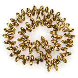 200pcs Czech 12mm Faceted Teardrop Briolette Crystal Glass Beads Pendant Drop Bulk Gold Aurum